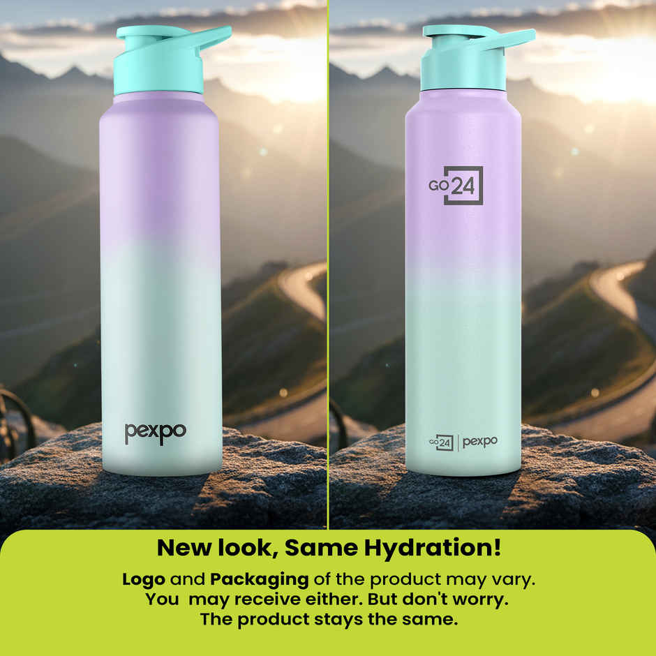 Go24 | Pexpo Craft Pro Stainless Steel Sports | Fridge Water Bottle with Sipper Cap | Purple & Green Ombre