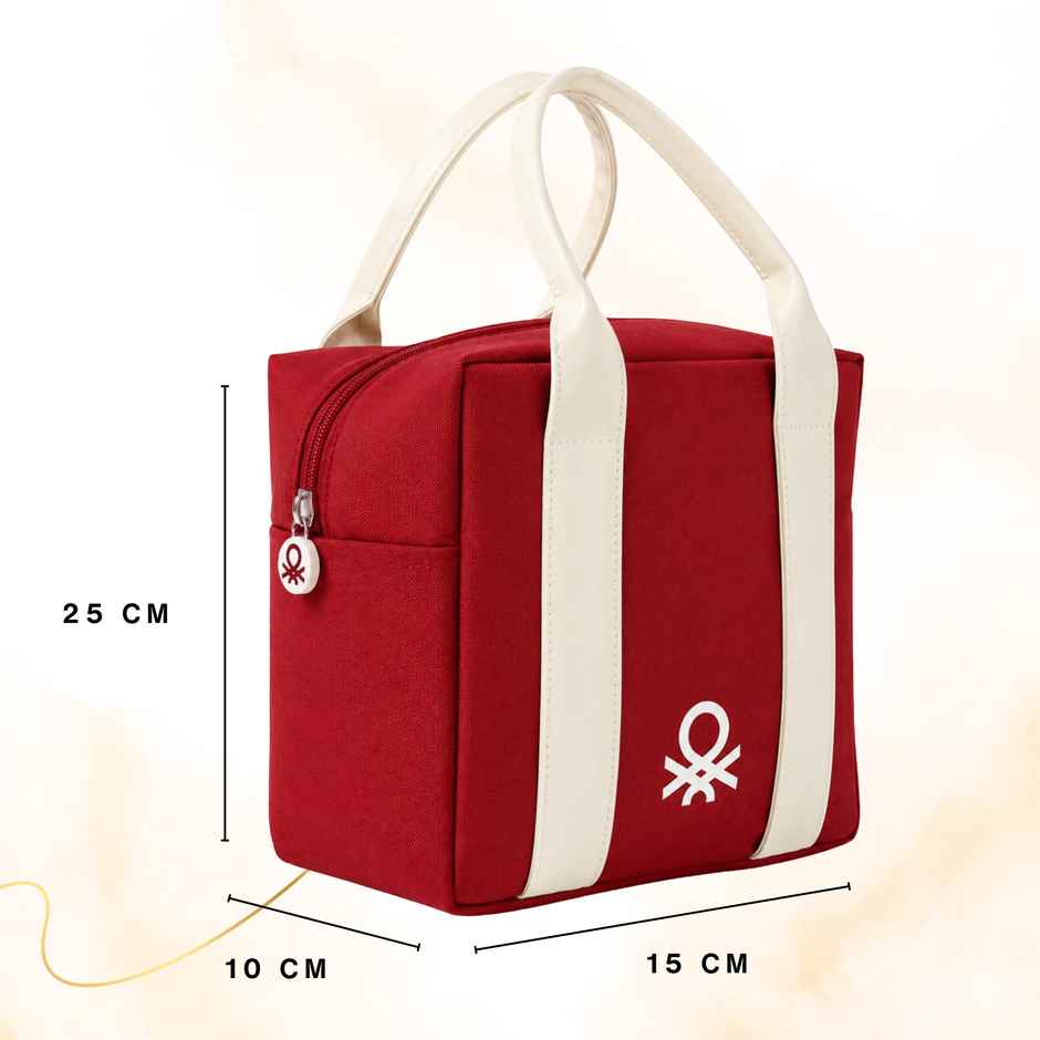 United Colors of Benetton Lunch Bag | Polyester | With Back Pocket | Maroon
