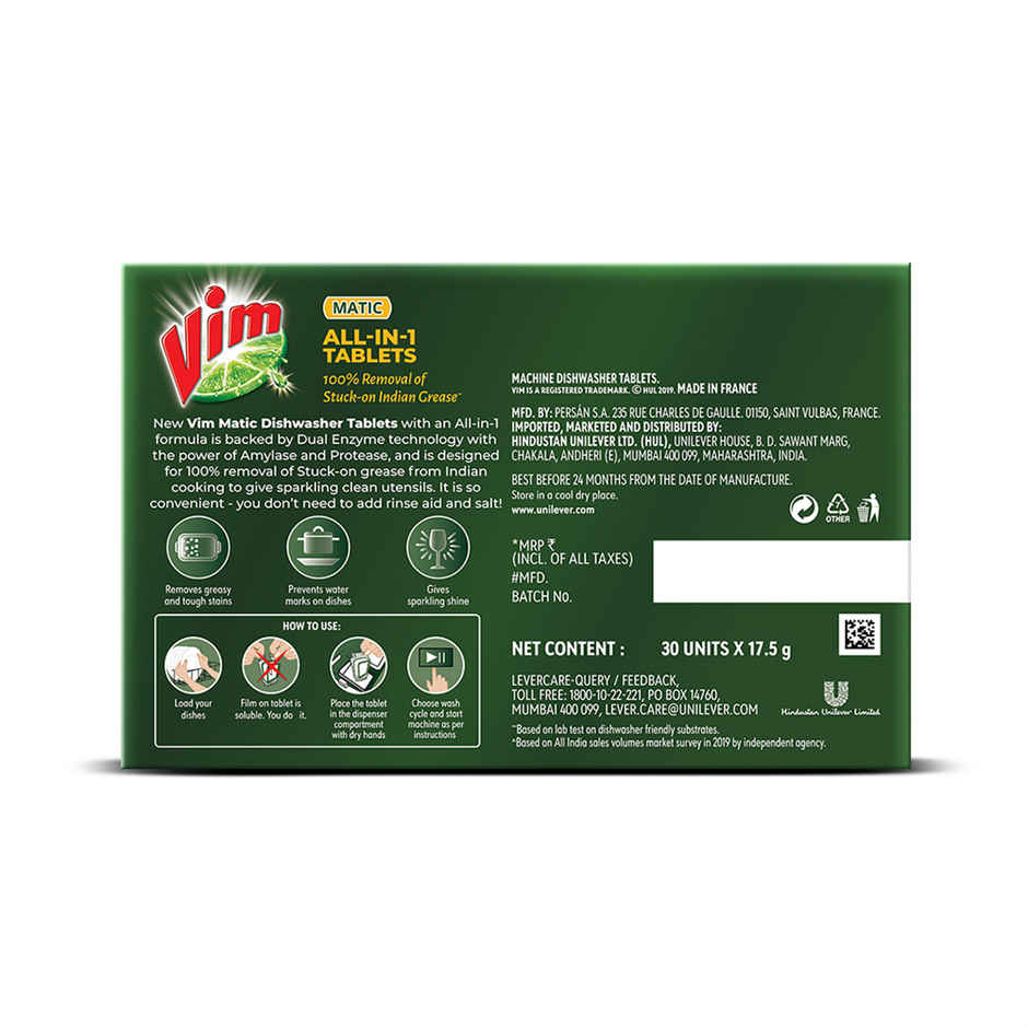 Vim Matic All-In-One Dishwasher Tablets