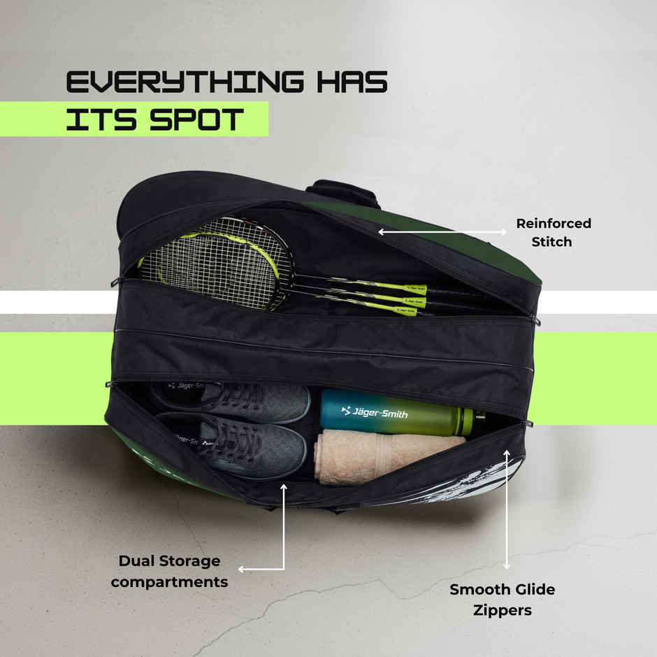 Jager Smith ORCA Badminton Sports Kit Bag | Military Green & Black