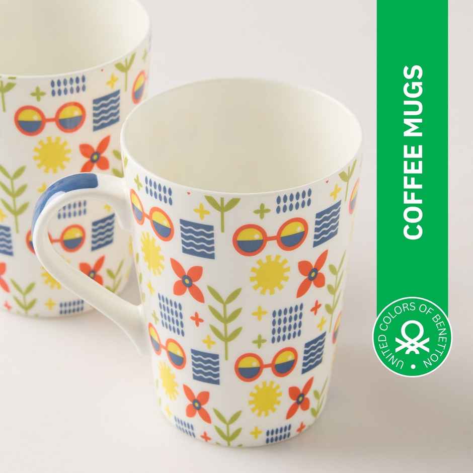 United Colors of Benetton Bone China Printed Mug | Microwave Safe | Gift Set - 320 ml