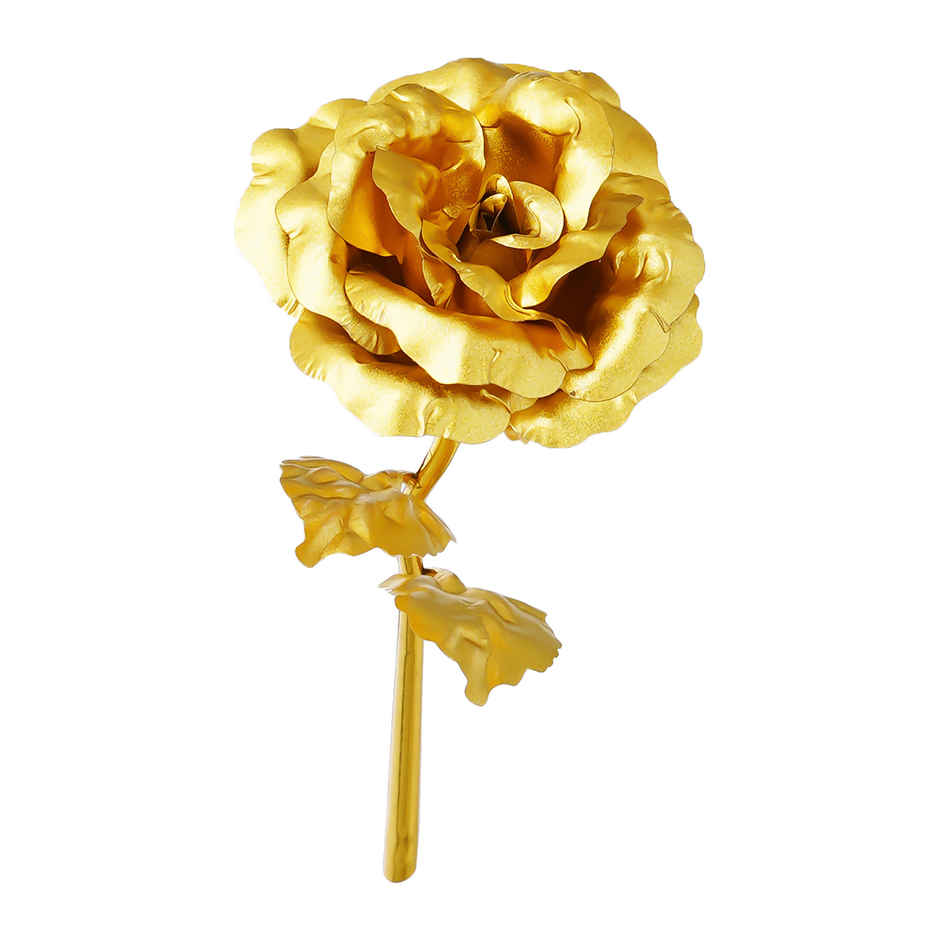 eCraftIndia Golden Rose Flower Showpiece - Rose Day, Valentine's Day Gift
