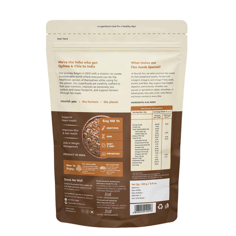 Nourish You Flax Seeds - Alsi Seeds | Truly Organic Flax Seeds for Hair Growth