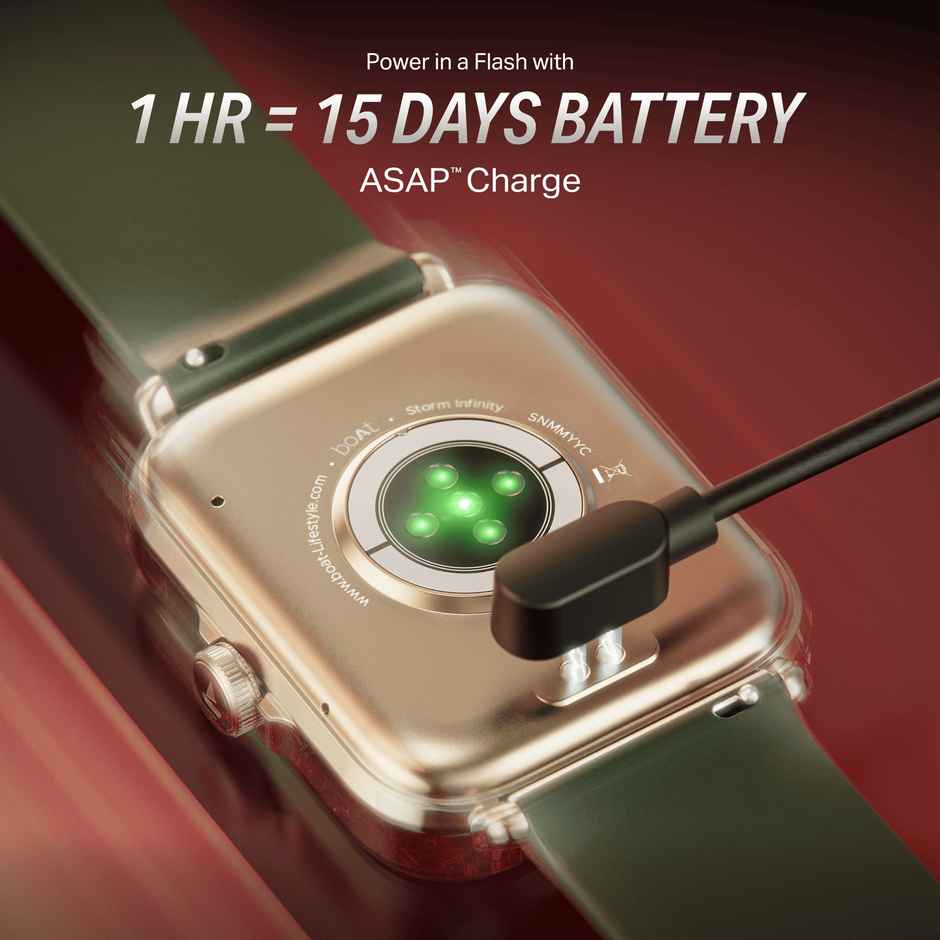 boAt Storm Infinity Smartwatch | 1.83" Display | BT Calling | Women's Edition - Jade Gold