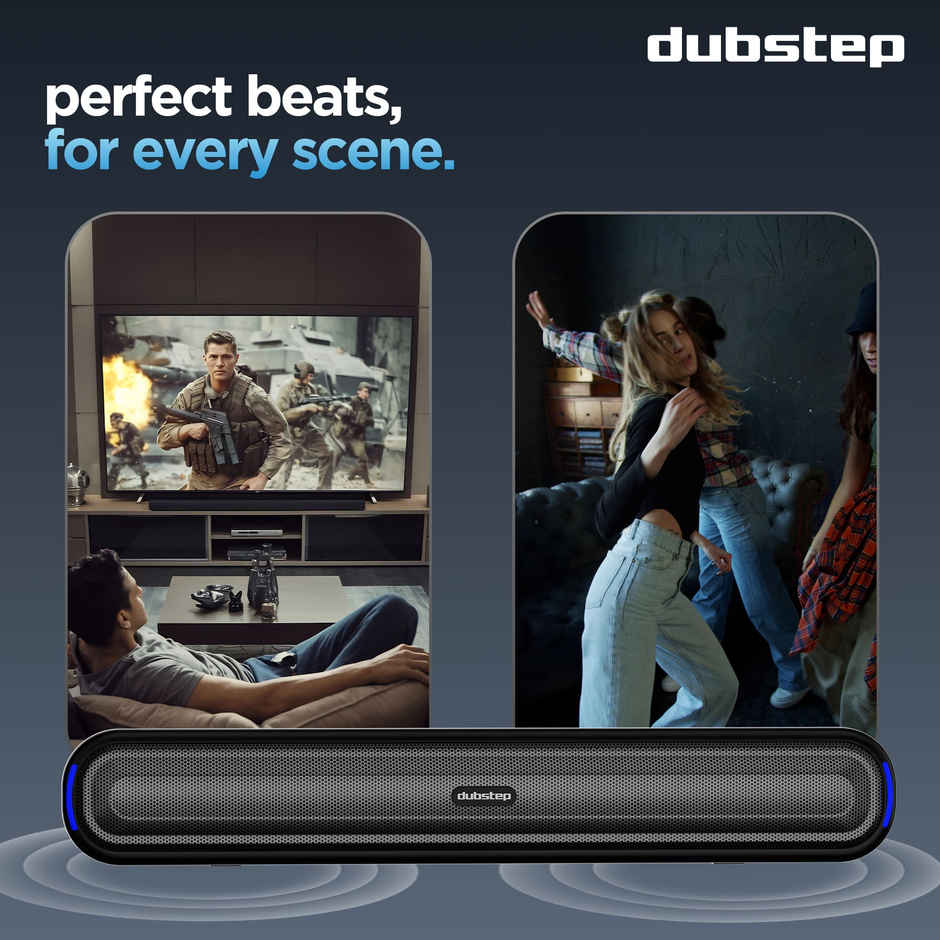 Dubstep Move 200 Soundbar With 12 Hrs Playtime, 52mm Dynamic Drivers, TWS Pairing 20 W Bluetooth Soundbar, 2.0 Channel - Black