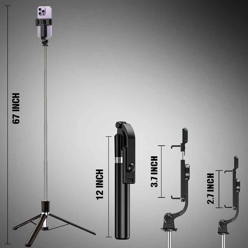 Kratos K12 Selfie Stick Tripod with Remote 360 Rotation for GoPro iPhone Smartphones | 170 cm