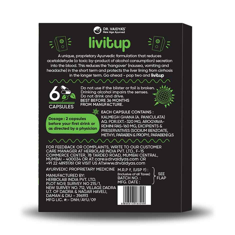 Dr. Vaidya's Livit up Capsules for Hangover Relief