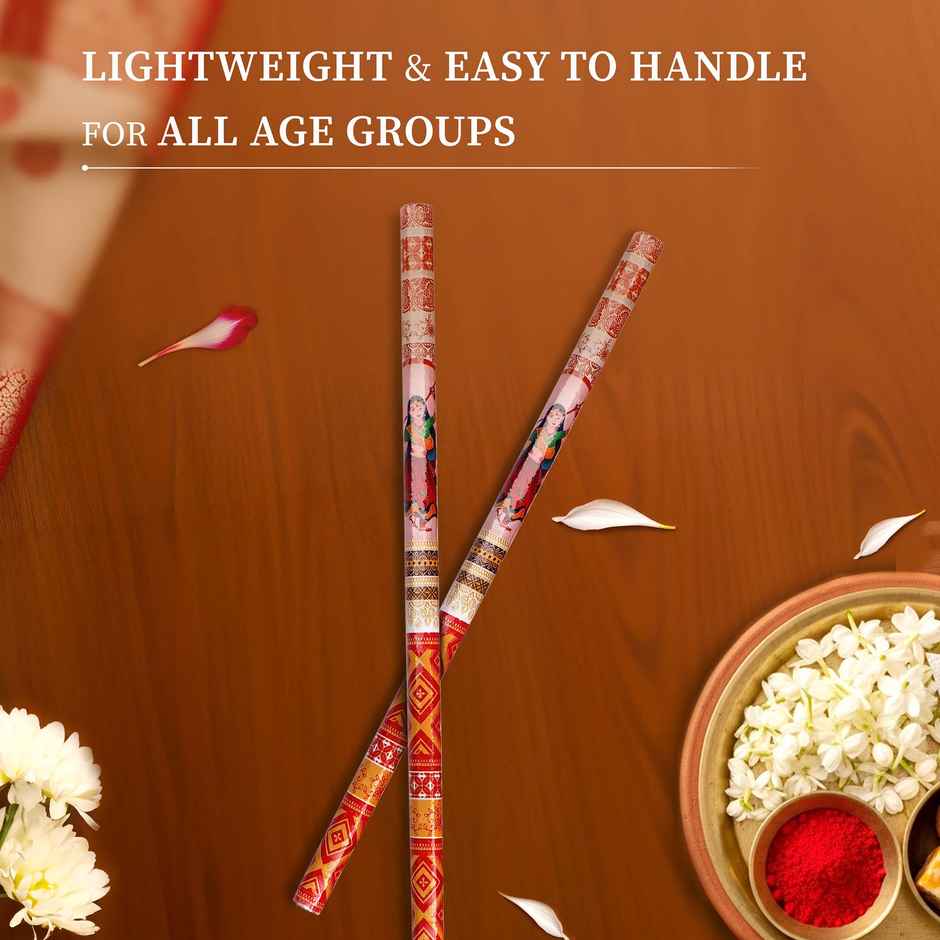 Navratri Wooden Dandiya Sticks | Traditional Garba Dance Sticks | Red | Cycle Pure