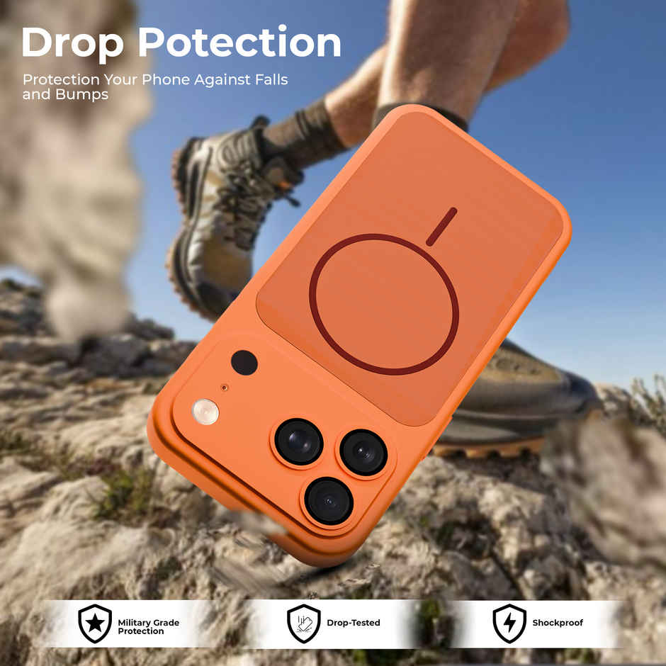 Artistque MagSafe Case For iPhone 17 Pro Max Silicone Back Cover | Orange