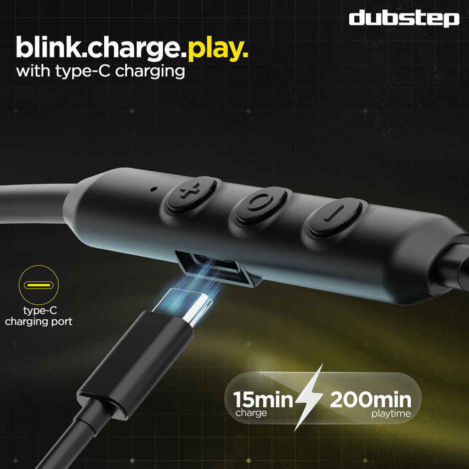 Dubstep Jive J7 Wireless Earphones with Mic | Upto 50 Hrs Playtime | ENC | BT v5.4 | Black