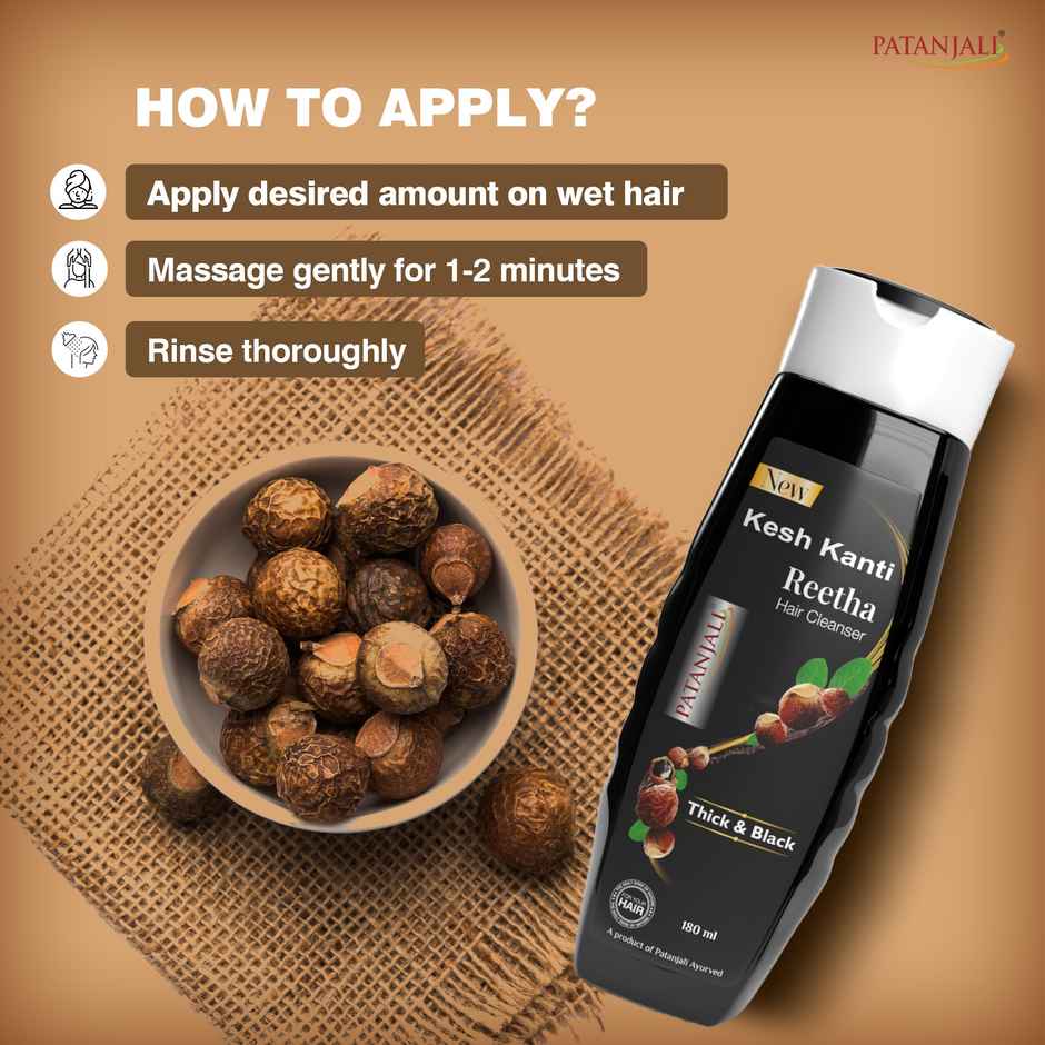 Patanjali Kesh Kanti Reetha Hair Cleanser Ritha Shampoo Scalp Cleansers for Strong Hair
