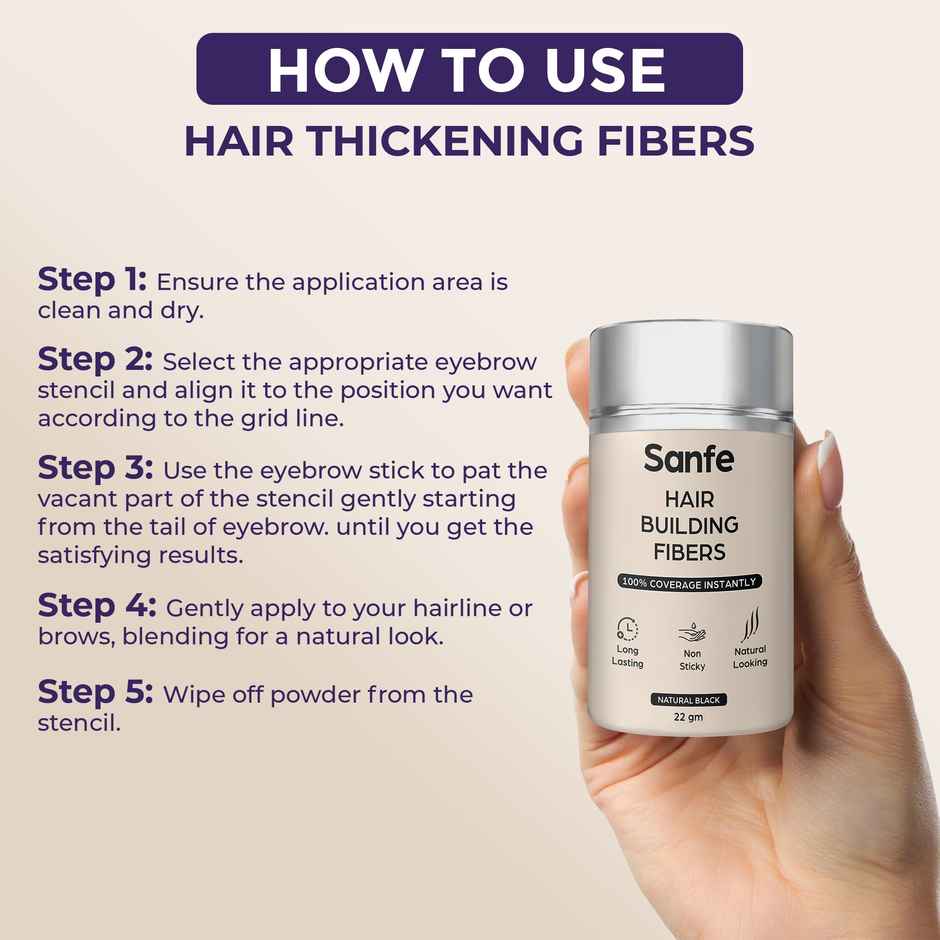 Sanfe Instant Bald Spot Covering Fibers For Instant Thicker & Fuller Look - Black