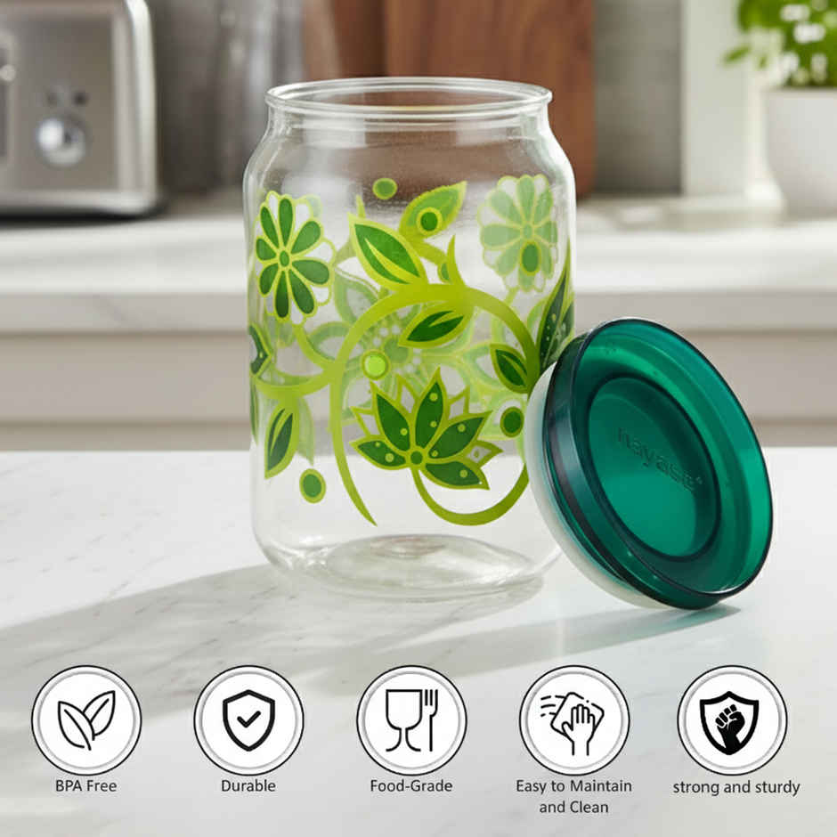 Nayasa Hermit BPA Free Food Grade Airtight Kitchen Storage Containers | Green - 1 L