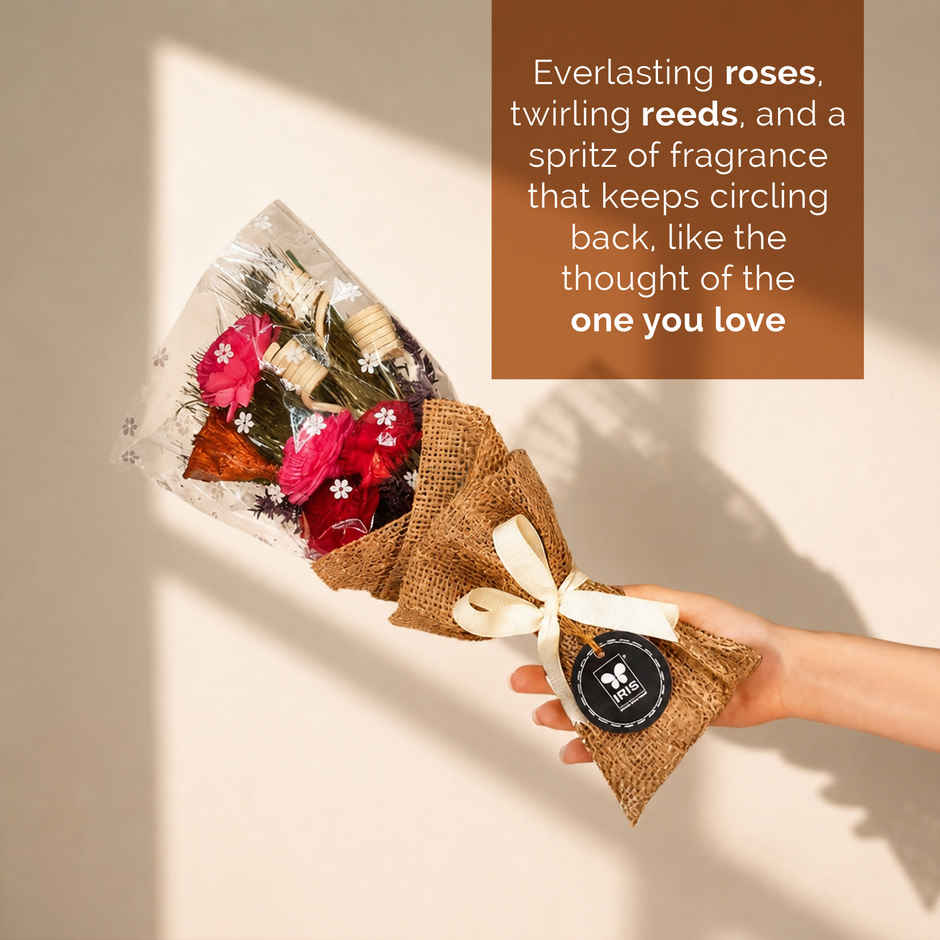 Rose Dry Flower Bouquet with Free Fragrance Spray | Ideal for Gifting | IRIS