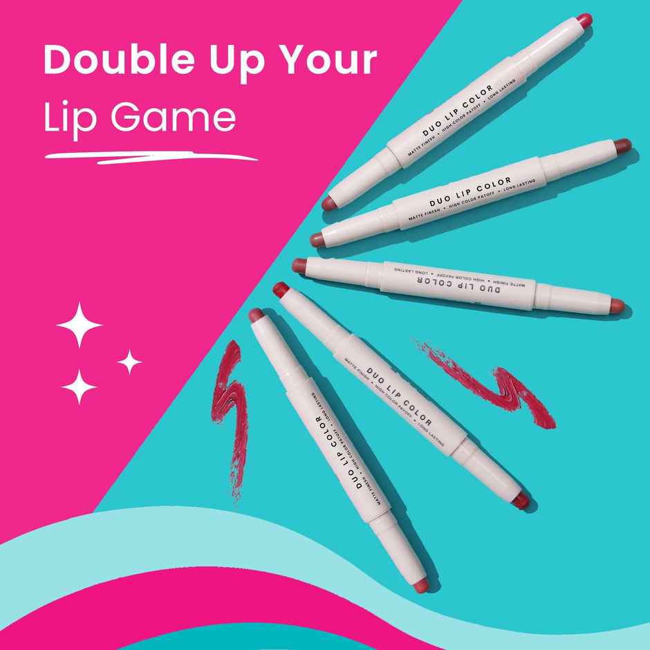 Swiss Beauty Craze Duo 2 in 1 Satin Matte Finish Lipstick Non Transfer Lip Colour | 04 Terrific Pink