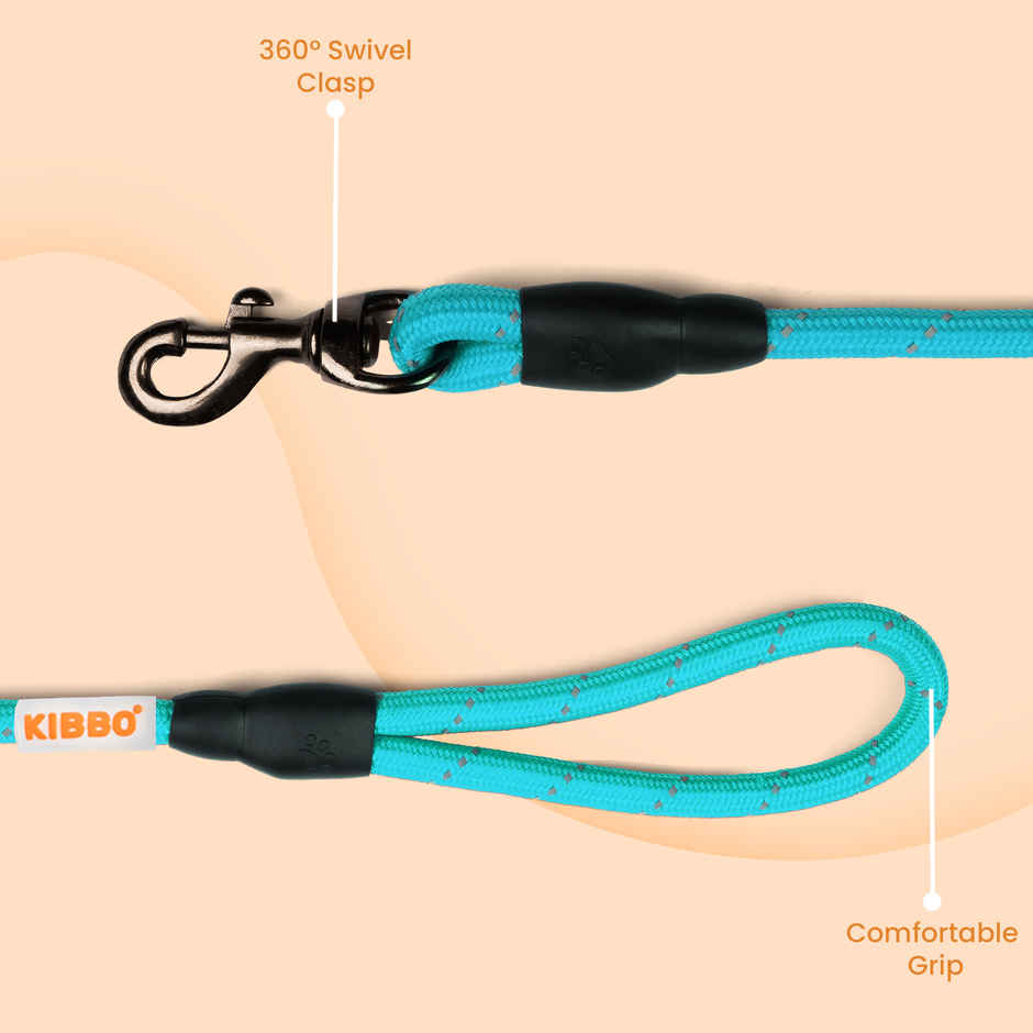 KIBBO Premium Ultra Strong Reflective Dog Rope Leash | Sea Green