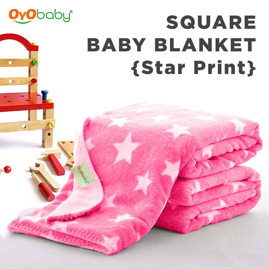 Oyo Baby Blanket For Baby 100Cm X 75Cm, Star Pink + Gray 0-24 Months