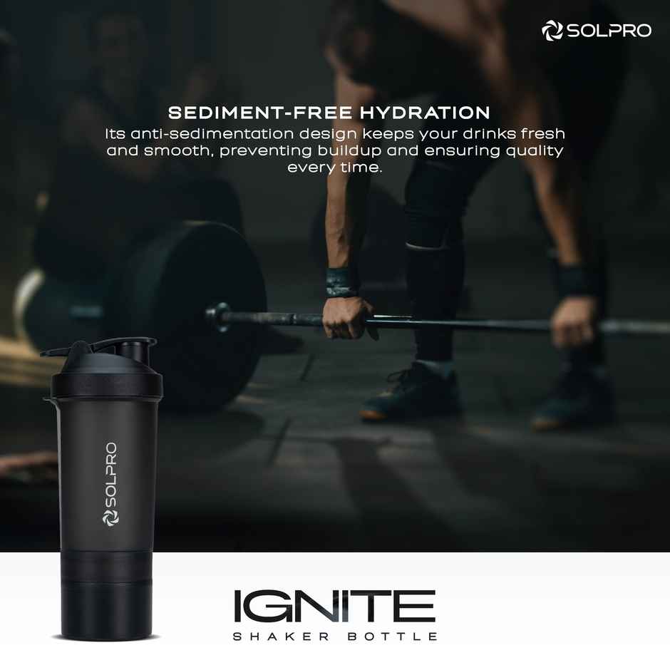 Solpro Ignite Gym Shaker Bottle | Built In Storage Compartment | Bpa Free | 750 ml