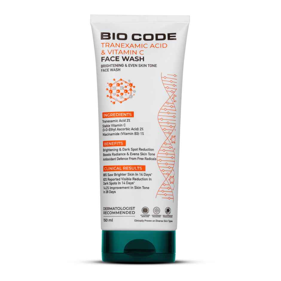 Bio Code Tranexamic Acid & Vitamin C Face Wash - Brightening & Even Tone | AI-Enhanced Formula
