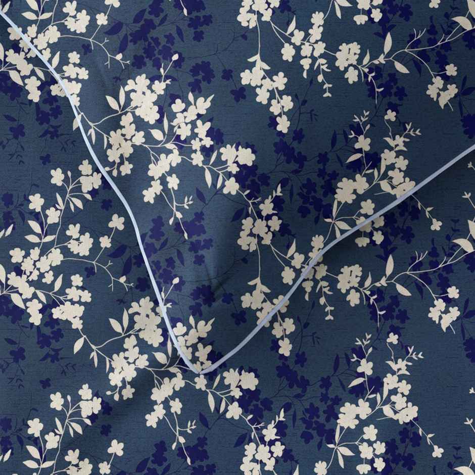 Raymond Home 120 GSM Hazel Floral Double Bedsheet with 2 Pillow Covers Blue