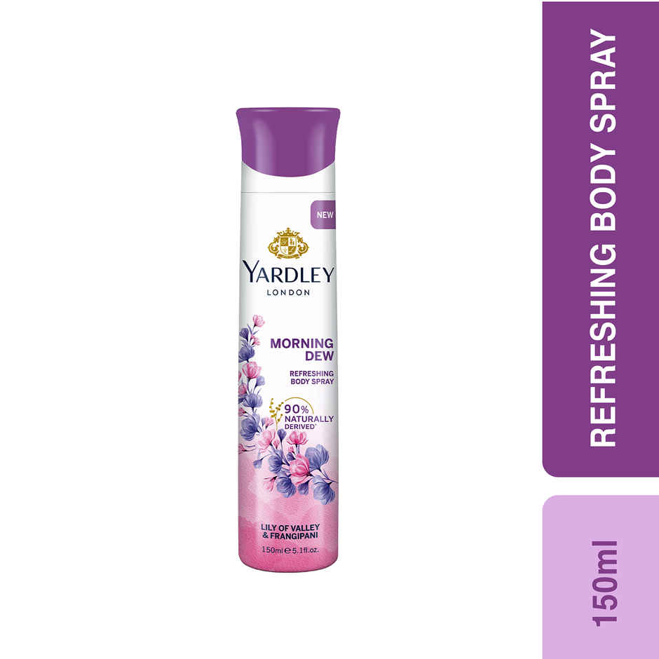 Yardley London Morning Dew Deodorant - Lily of Valley and Frangipani Fragrance - Naturally Derived