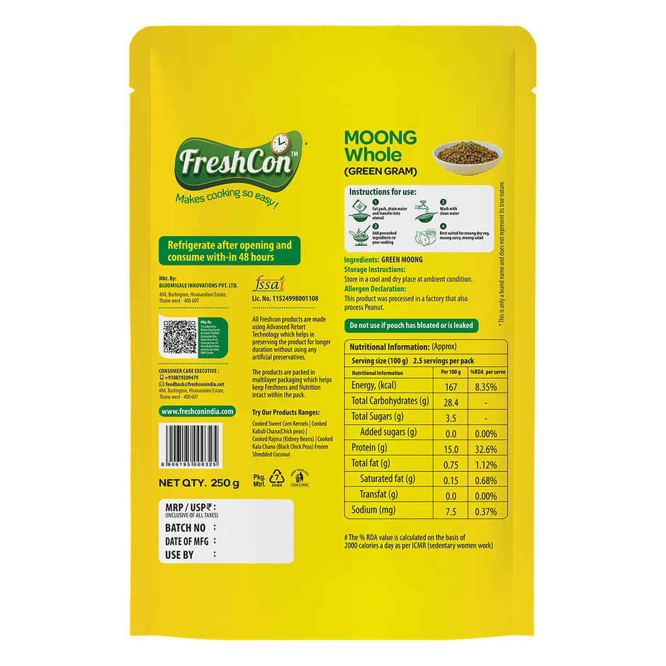 Freshcon Cooked Moong | Green Gram
