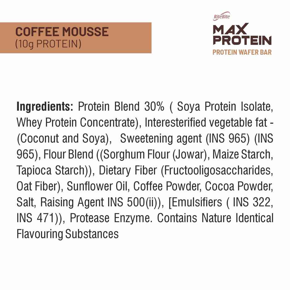RiteBite Max Protein Coffee Mousse 10g Protein Millet Wafer Bar