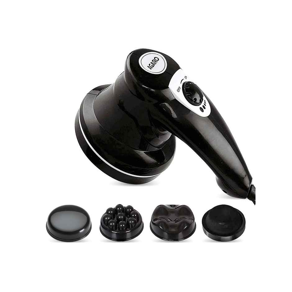 AGARO Atom Electric Handheld Full Body Massager with 3 Massage Heads, Mesh Cover