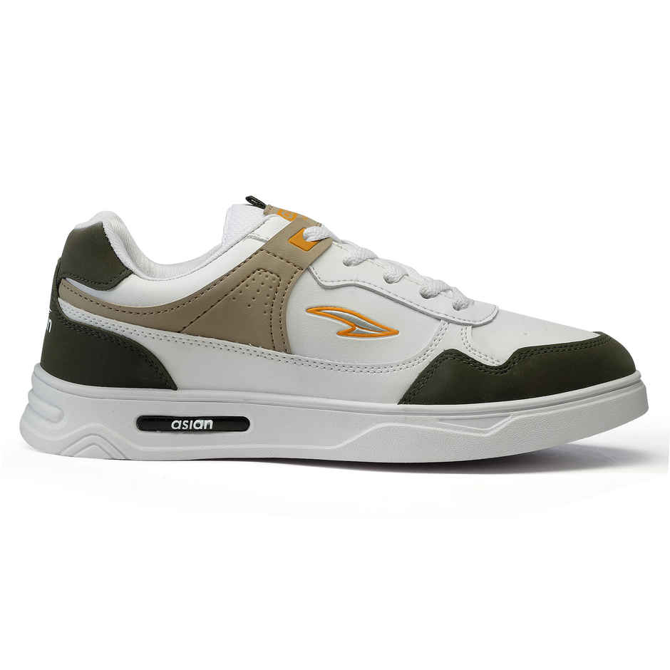 Asian Boston-01 Men Sneakers White-Mehandi-Beige (UK-10)