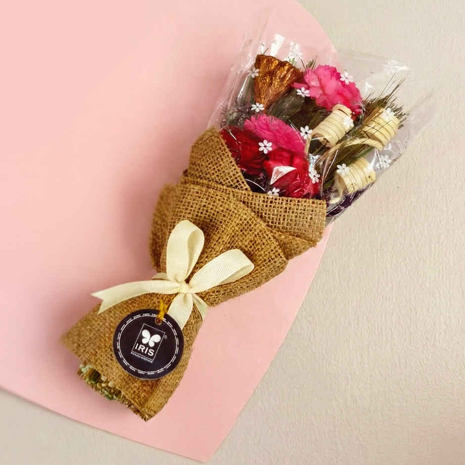 Rose Dry Flower Bouquet with Free Fragrance Spray | Ideal for Gifting | IRIS