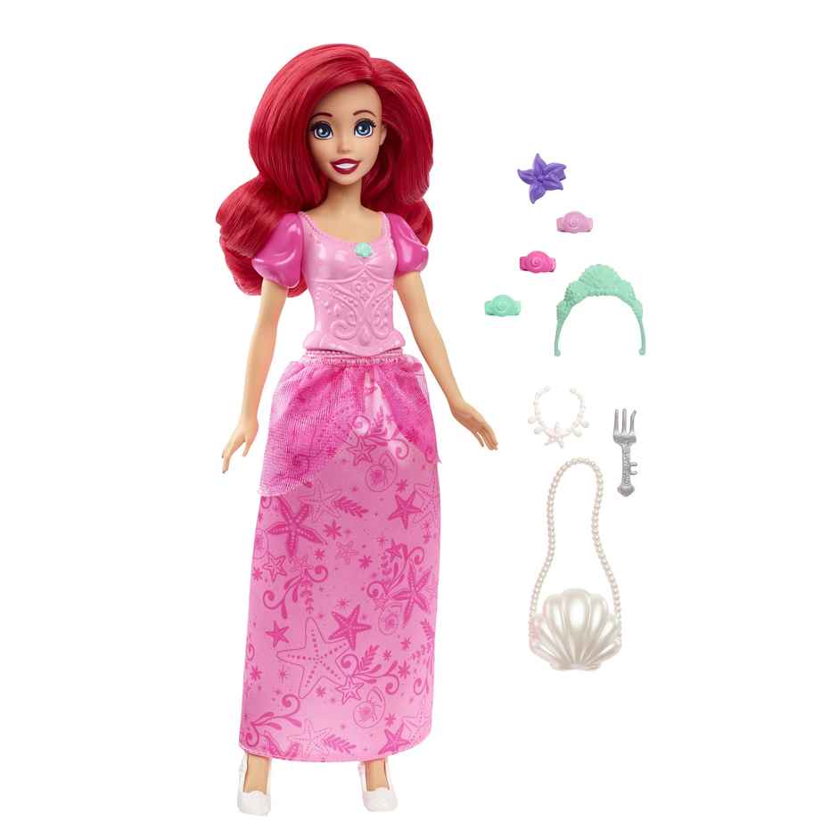 Disney Princess Toys | Ariel Fashion Doll In Signature Pink Dress And 9 Accessories