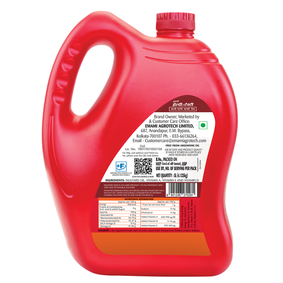 Emami Healthy & Tasty Strong Kachchi Ghani Mustard Oil Jar