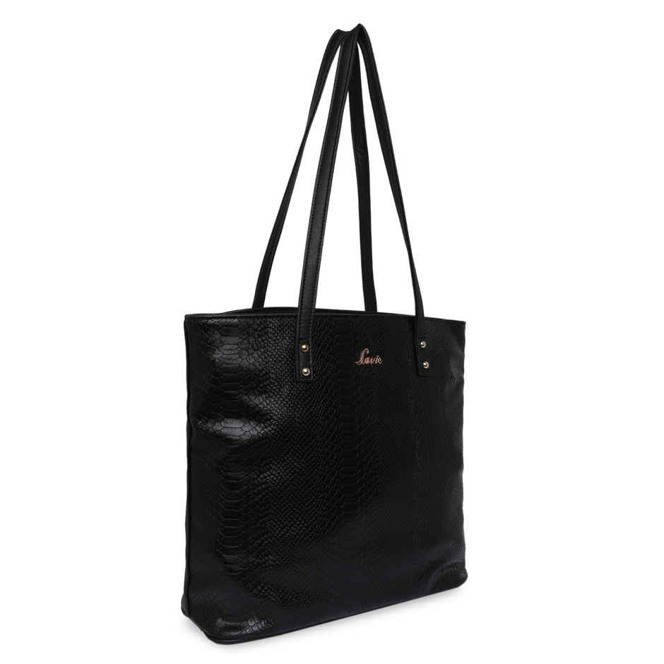 Lavie Women's Croc Pavo Tote Handbag | Tote Bag For Work | Ladies purse | Shoulder Bag | Black