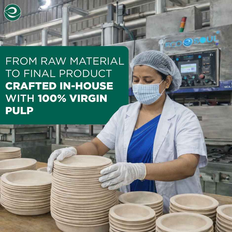 ECO SOUL | Bagasse Disposable Plates | 10 Inch | Round 3CP | 10 Count