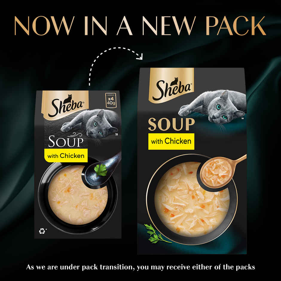 Sheba Soup With Chicken Premium Adult Wet Cat Food Pouches | Tender & Tasty Delight