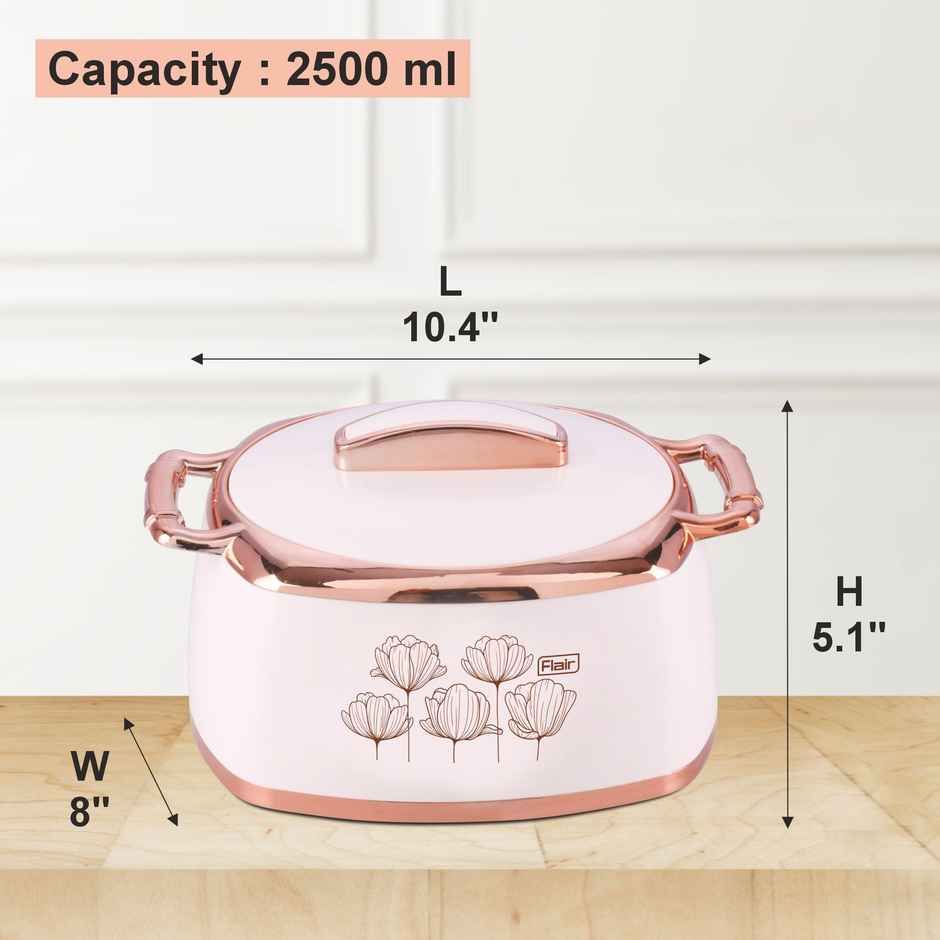 Flair Celebration Insulated Inner Steel Casserole | White - 2.5L