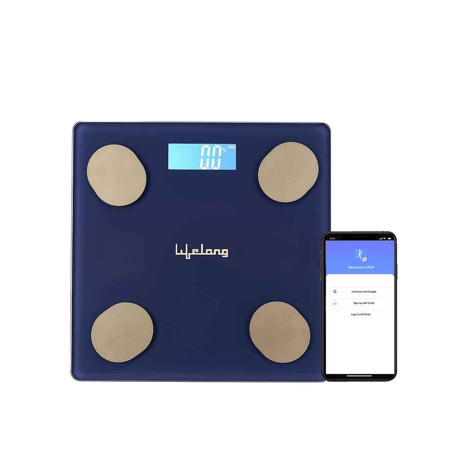 Lifelong Llws36 Smart Bmi Weighing Scale With 13 Body Parameters With Bluetooth Weighing Scale-Blue