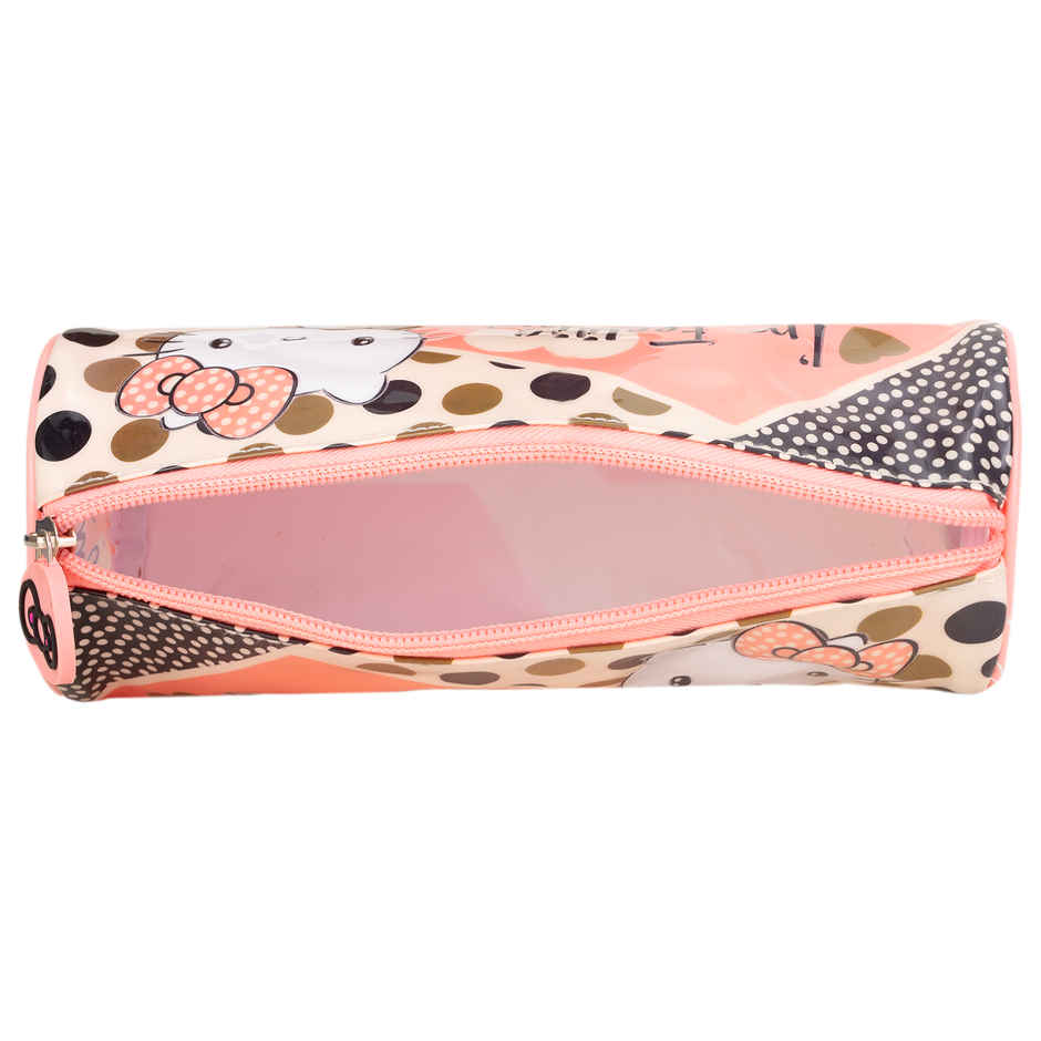 Striders Hello Kitty Pencil Case - Pink Round Design, Kids & Girls Stationery Pouch