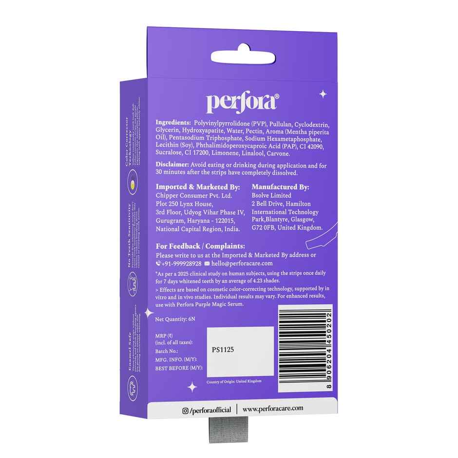 Perfora Purple Teeth Whitening Strips | 3 treatments 6 Strips
