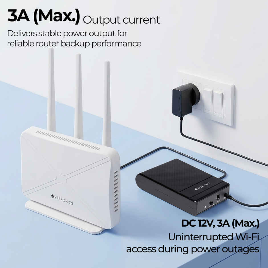 Zebronics EnergiUPS 4K Router UPS | 4000mAh | 4H Backup | 3A Output | Fast Charging