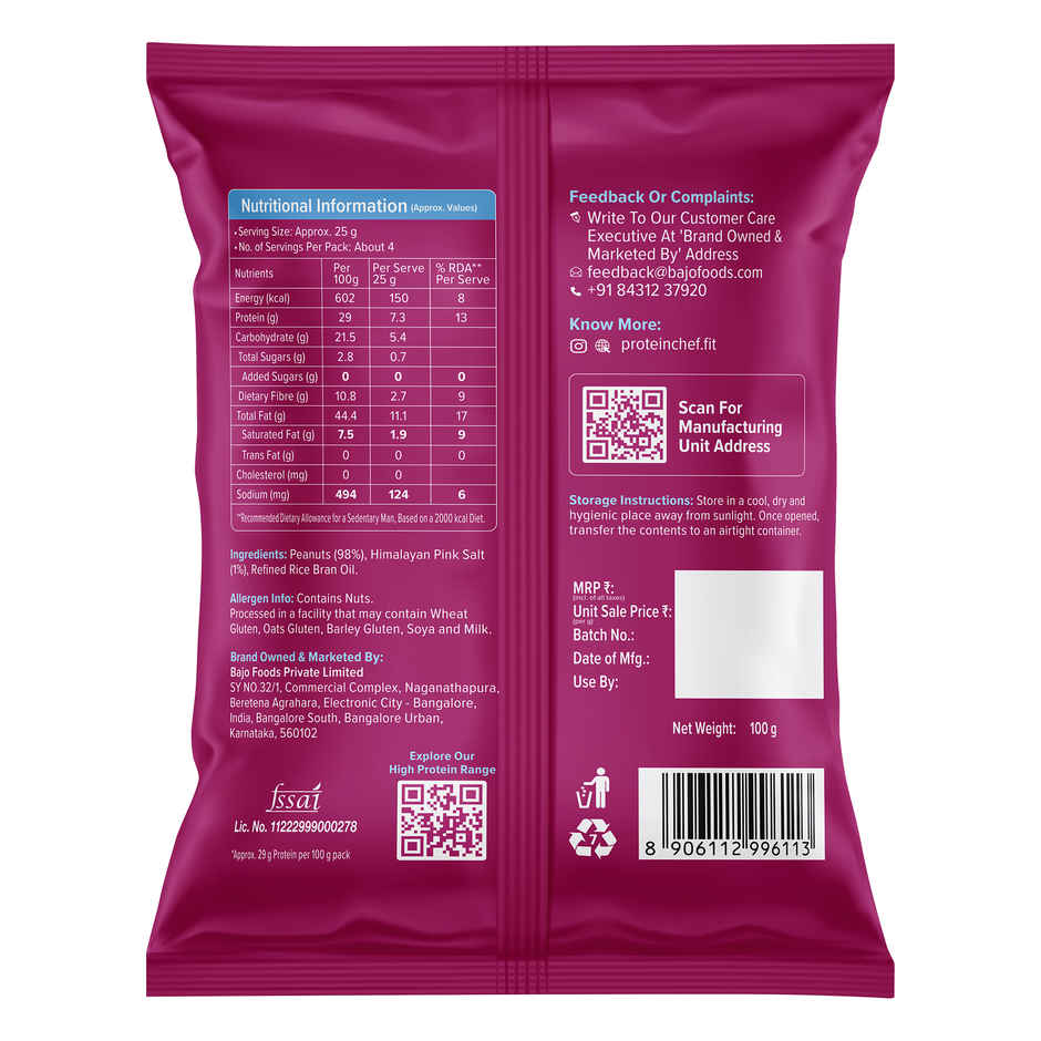 Protein Chef Himalayan Pink Salted Peanuts | Roasted Healthy Snacks