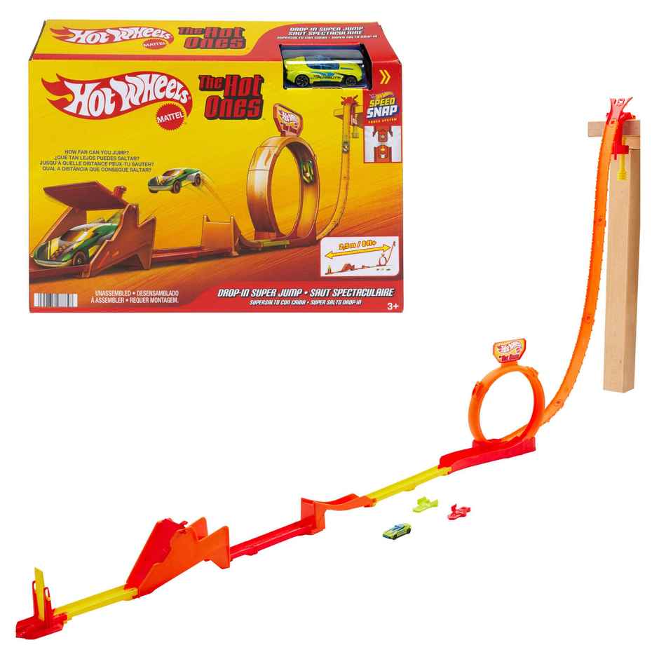 Hot Wheels Action Hot Ones Gravity Drop Track Set and 1:64 Scale Die Cast Toy Car