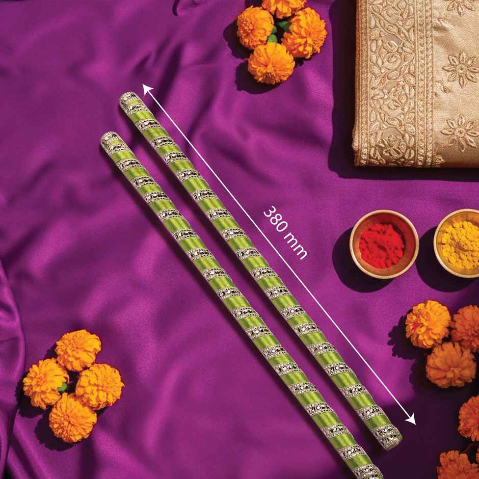 Navratri Wooden Dandiya Sticks | Traditional Garba Dance Sticks Dandia Sticks | Green | Cycle Pure