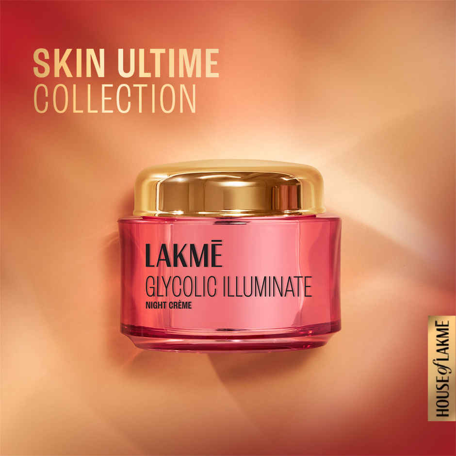 Lakme Glycolic Illuminate Night Cream / Glycolic Acid & 1% Niacinamide For Skin Cell Regeneration