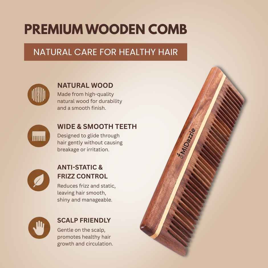 Midazzle Natural Handcrafted Sheesham Rosewood Hair Comb | MIRC2002