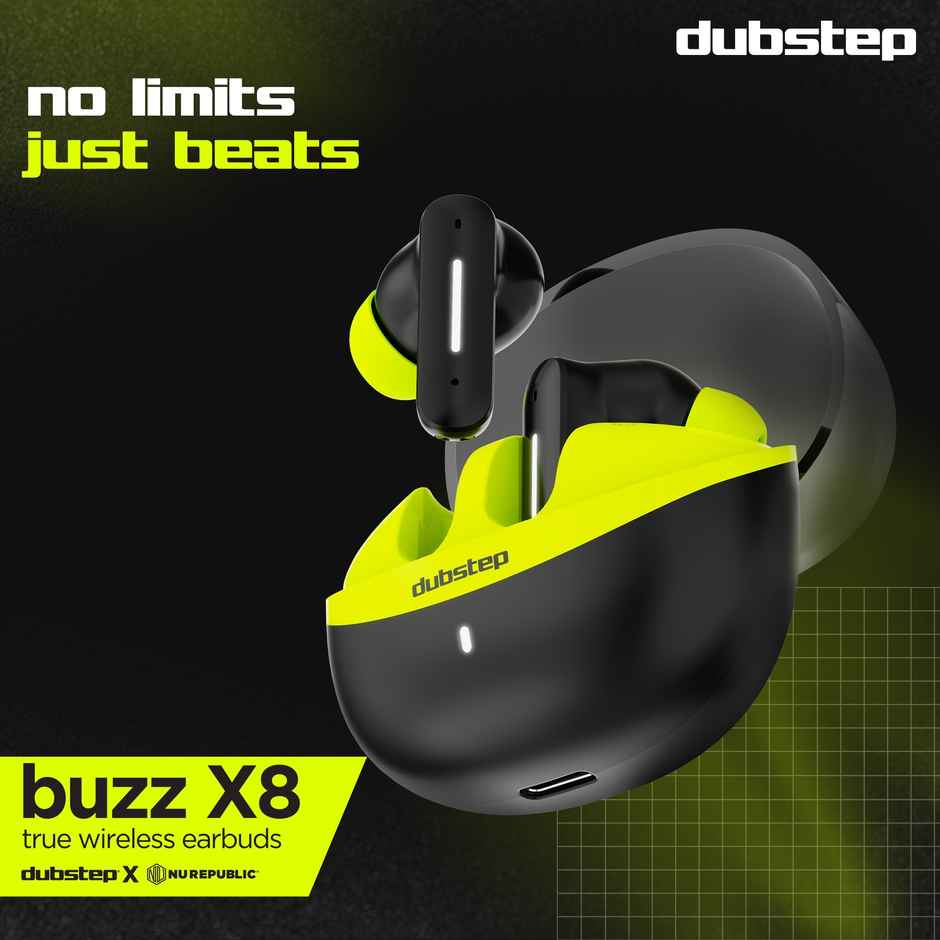 Dubstep Buzz X8 with 56 Hrs Playtime ENC TWS Earbuds | Neon Green
