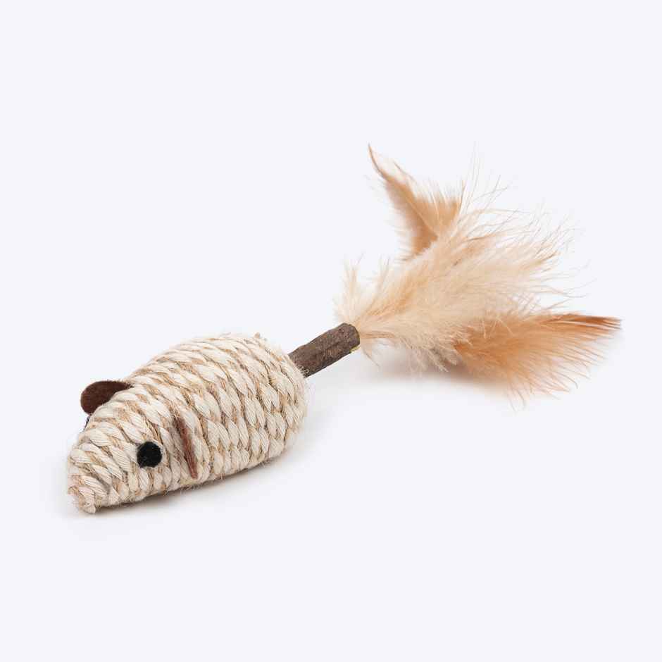 TLC Wiggle Mouse Matatabi Toy for Cats Beige