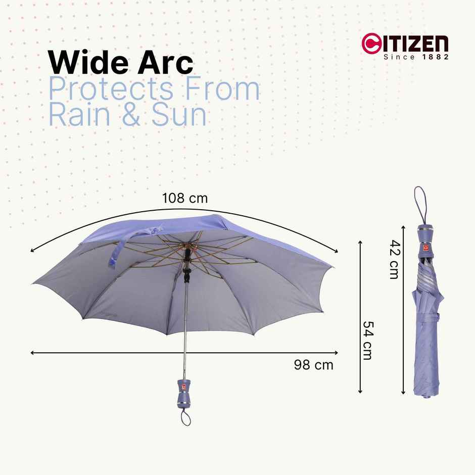 Citizen 2 Fold 21 Inch Purple Mono Silver Umbrella