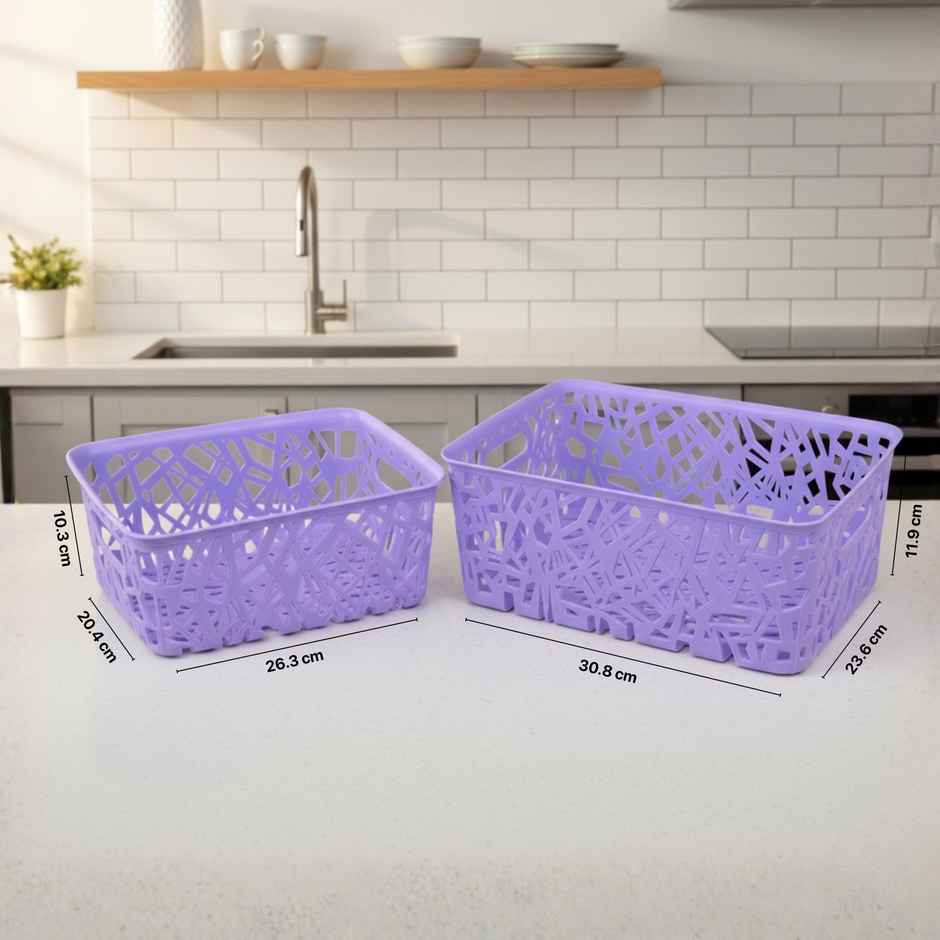 FLAIR Zig Zag Basket Set without Lid | Purple