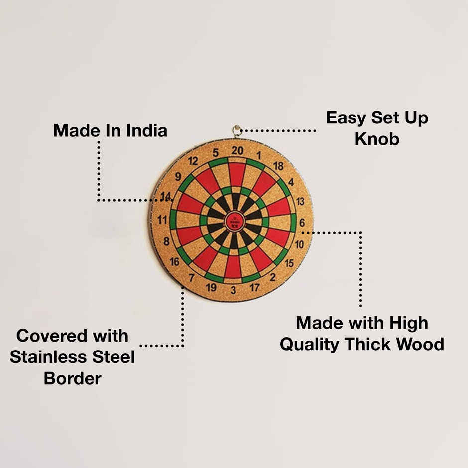 Zike Rugged Wooden Dart Board With 3 Neeedles